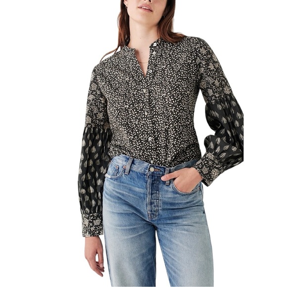 FAHERTY Adalyn Organic Cotton Long Sleeve Peasant Top - Picture 1 of 13